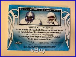 BARRY SANDERS EMMITT SMITH 2019 Leaf In The Game Used ITG AUTO Jersey 3/3