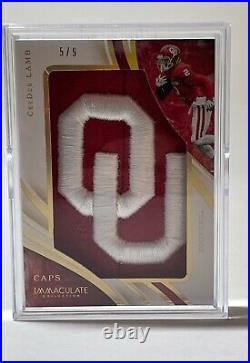 CeeDee LAMB 2020 Immaculate Caps OU Patch! 5/9 SSP- Full OU Patch! Cowboys