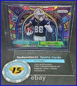 CeeDee Lamb 2020 Panini Prizm Stained Glass #19 1 in 5 Cases Dallas Cowboys RC