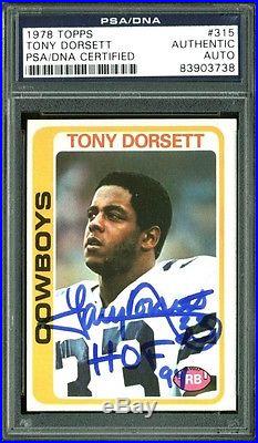 Cowboys Tony Dorsett HOF 94 Signed Card 1978 Topps RC #315 PSA/DNA Slabbed