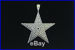 Custom 14K White Gold Dallas Cowboys Micro Pave Sapphire Diamond Star Pendant
