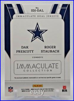 DAK PRESCOTT ROGER STAUBACH 2023 Immaculate #IDJ-DAL Dual Jerseys Dallas Cowboys