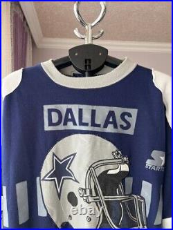 DALLAS COWBOYS NFL 90s SWEATSHIRT JACKET OVERPRINT CREWNECK VINTAGE STARTER MENS