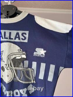 DALLAS COWBOYS NFL 90s SWEATSHIRT JACKET OVERPRINT CREWNECK VINTAGE STARTER MENS