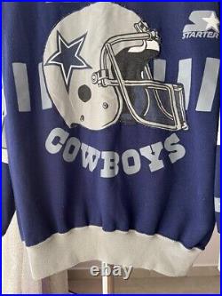 DALLAS COWBOYS NFL 90s SWEATSHIRT JACKET OVERPRINT CREWNECK VINTAGE STARTER MENS