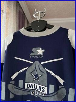 DALLAS COWBOYS NFL 90s SWEATSHIRT JACKET OVERPRINT CREWNECK VINTAGE STARTER MENS