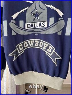 DALLAS COWBOYS NFL 90s SWEATSHIRT JACKET OVERPRINT CREWNECK VINTAGE STARTER MENS