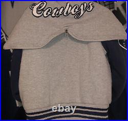 DALLAS COWBOYS Varsity Cheer Cheerleader Jacket NFL Licensed Zip Hood (LARGE)