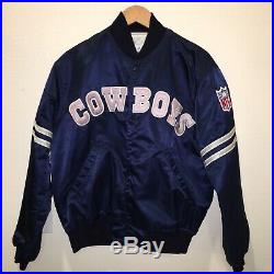 DALLAS COWBOYS Vintage 80s Starter Jacket Silk Snap Front Bomber Men L RARE