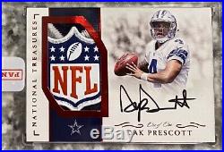 Dak Prescott 2016 National Treasures 1/1 NFL Shield Logo RC Auto Cowboys Rookie