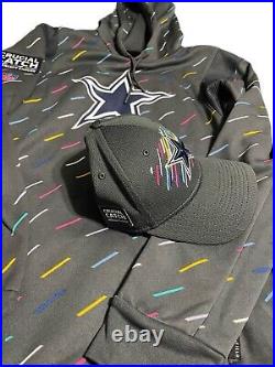 Dallas Cowboys 2021 Crucial Catch Sideline Hoodie (SZ M) + Hat (SZ S/M)