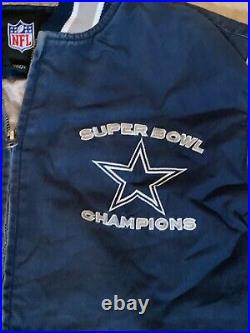 Dallas Cowboys 5 Time Super Bowl Champions Lettermen Zip Front Blue Adult Large