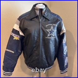 Dallas Cowboys 5 Time Super Bowl Leather NFL Football Varsity Jacket Medium