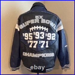 Dallas Cowboys 5 Time Super Bowl Leather NFL Football Varsity Jacket Medium