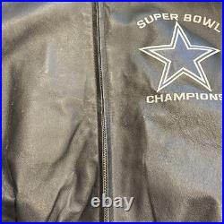 Dallas Cowboys 5 Time Super Bowl Leather NFL Football Varsity Jacket Medium