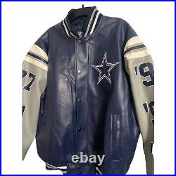 Dallas Cowboys 5-Time Superbowl Champions Faux Leather NFL Jacket Size XL