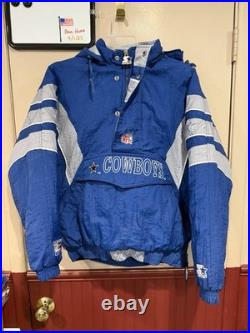 Dallas Cowboys Authentic NFL Pro Line Starter Puffer 1/2 Zip Jacket Sz Medium