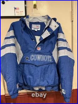 Dallas Cowboys Authentic NFL Pro Line Starter Puffer 1/2 Zip Jacket Sz Medium