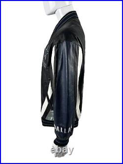 Dallas Cowboys Carl Banks Mens Medium Jacket Bomber Vintage 100% Leather Black
