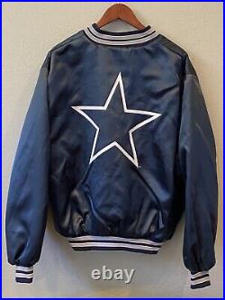 Dallas Cowboys Chalk Line Starter Satin Jacket Men's 2XL USA Made Vintage 90s