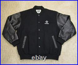 Dallas Cowboys Coat Men Large Black Varsity Bomber Jacket Wool Leather NFL Star