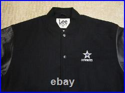 Dallas Cowboys Coat Men Large Black Varsity Bomber Jacket Wool Leather NFL Star