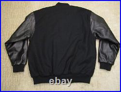 Dallas Cowboys Coat Men Large Black Varsity Bomber Jacket Wool Leather NFL Star