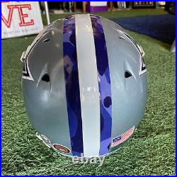 Dallas Cowboys Custom Designed & Painted Gray/Camo Blue Full Size Schutt Helmet