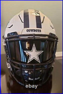 Dallas Cowboys Custom Full Size White/Navy Authentic Riddell Speedflex Helmet