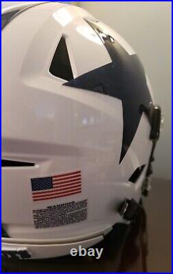 Dallas Cowboys Custom Full Size White/Navy Authentic Riddell Speedflex Helmet