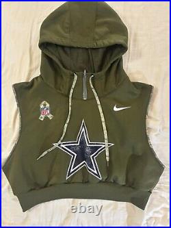 Dallas Cowboys Custom Nike Salute To Service Women's Crop Sleeveless Hoodie L Dallas Cowboys Custom Nike Salute To Service Women's Crop Sleeveless Hoodie L