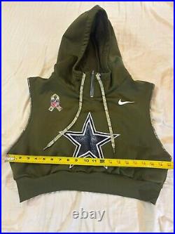 Dallas Cowboys Custom Nike Salute To Service Women's Crop Sleeveless Hoodie L Dallas Cowboys Custom Nike Salute To Service Women's Crop Sleeveless Hoodie L