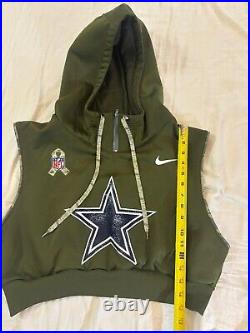 Dallas Cowboys Custom Nike Salute To Service Women's Crop Sleeveless Hoodie L Dallas Cowboys Custom Nike Salute To Service Women's Crop Sleeveless Hoodie L