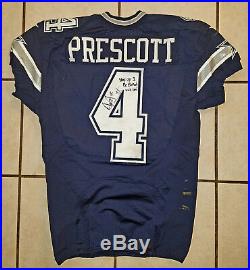 Dallas Cowboys Dak Prescott Rookie Auto Game Worn-game Used Away Jersey W Letter