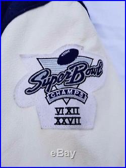 Dallas Cowboys DeLong NFL varsity jacket men sz L Super Bowl Champs wool/leather