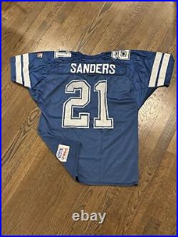 Dallas Cowboys Deion Sanders Jersey Large Mens Wilson Vintage Blue