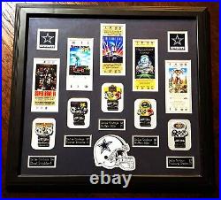 Dallas Cowboys Framed Super Bowl Tickets, Pins, Plaques