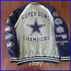 Dallas Cowboys G III Blue Gray Super Bowl Champions Patch Hoodie Jacket XL NFL