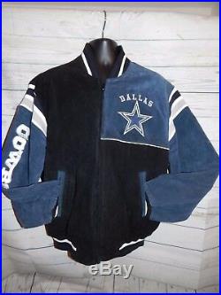 Dallas Cowboys G-iii Sports Navy Suede Leather Varsity Full Zip Jacket Size L