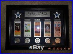Dallas Cowboys Highland Mint Framed Super Bowl Ticket and Coin Collection