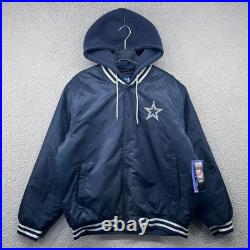 Dallas Cowboys Hoodie Satin Varsity Jacket Mens XL Navy Blue Ultra Game NFL Team