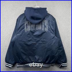 Dallas Cowboys Hoodie Satin Varsity Jacket Mens XL Navy Blue Ultra Game NFL Team