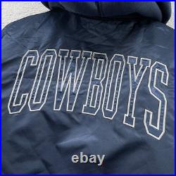 Dallas Cowboys Hoodie Satin Varsity Jacket Mens XL Navy Blue Ultra Game NFL Team