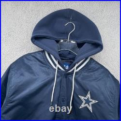 Dallas Cowboys Hoodie Satin Varsity Jacket Mens XL Navy Blue Ultra Game NFL Team