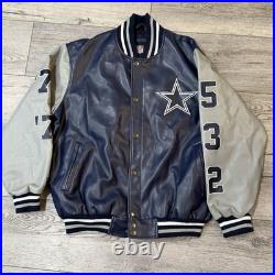 Dallas Cowboys Jacket 5-Time Superbowl Champions Faux Leather NFL Size Large