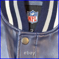 Dallas Cowboys Jacket 5-Time Superbowl Champions Faux Leather NFL Size Large