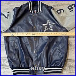 Dallas Cowboys Jacket 5-Time Superbowl Champions Faux Leather NFL Size Large