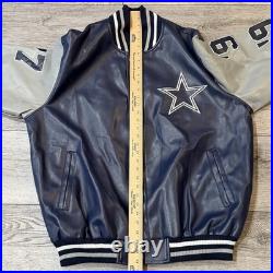 Dallas Cowboys Jacket 5-Time Superbowl Champions Faux Leather NFL Size Large