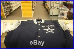 Dallas Cowboys Jacket Elite Varsity Jacket with Super Bowl Patch Navy
