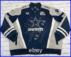 Dallas Cowboys Jacket Men's 5XL Blue Embroidered NFL Football NFC Heavy Weight